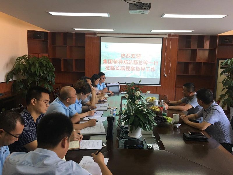 集團(tuán)公司董事長鄭件、交通公司總經(jīng)理?xiàng)蠲魉梢恍械介L瑞檢測公司視察指導(dǎo)工作